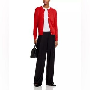 C by Bloomingdale's Cashmere Crewneck Cardigan Sweater Scarlet Red Size‎ M Cozy